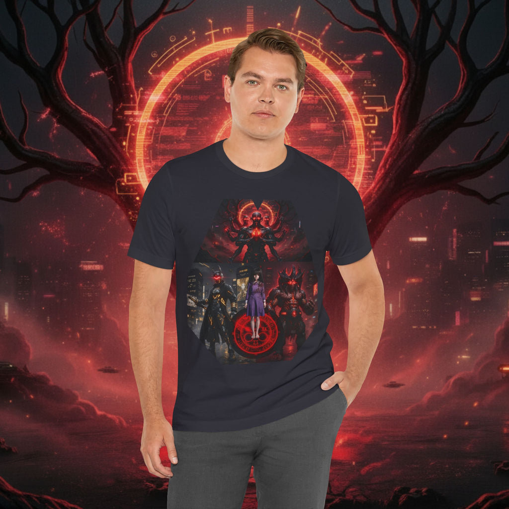 Superhero Squad Graphic Tee — Dark Red Mystic Design