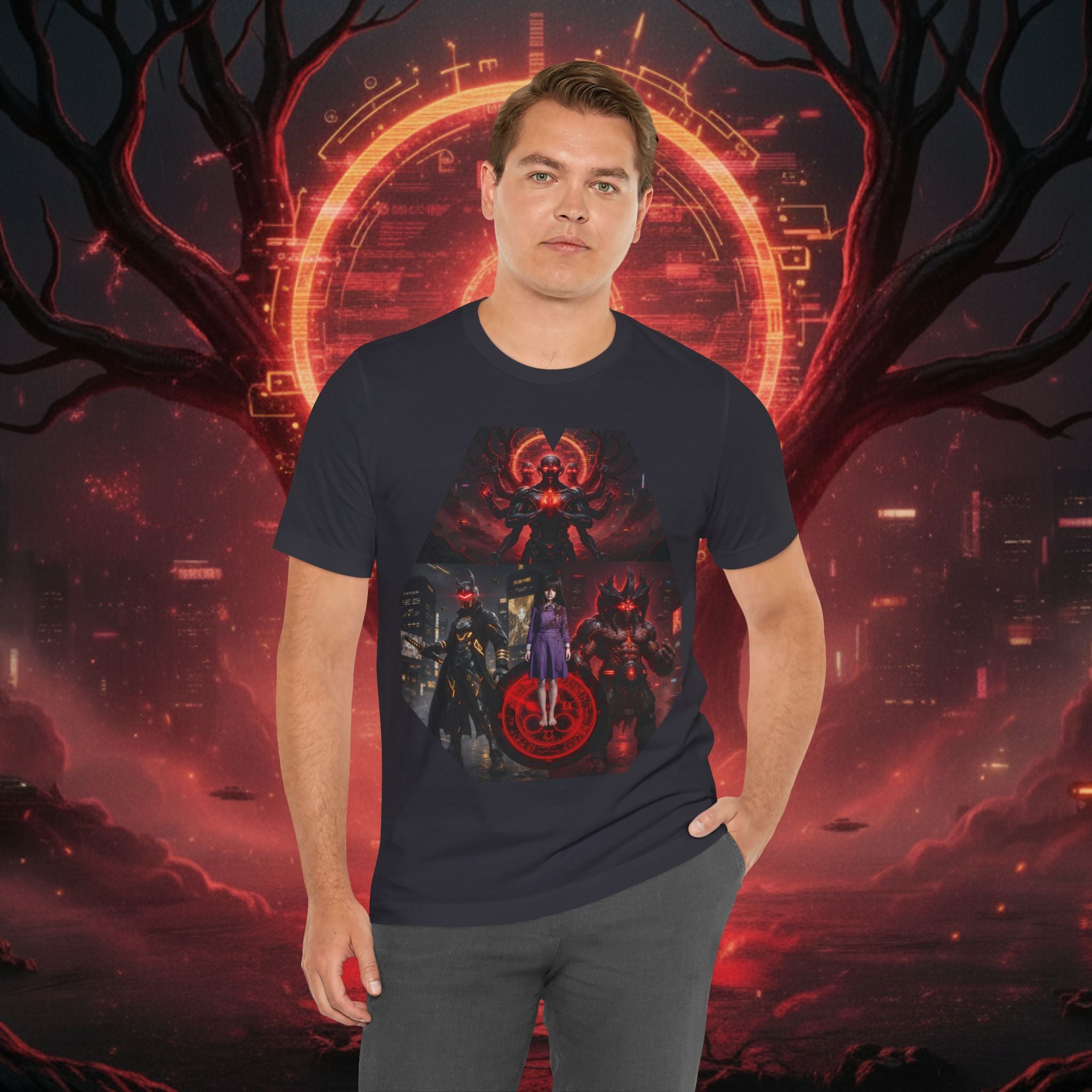 Superhero Squad Graphic Tee — Dark Red Mystic Design