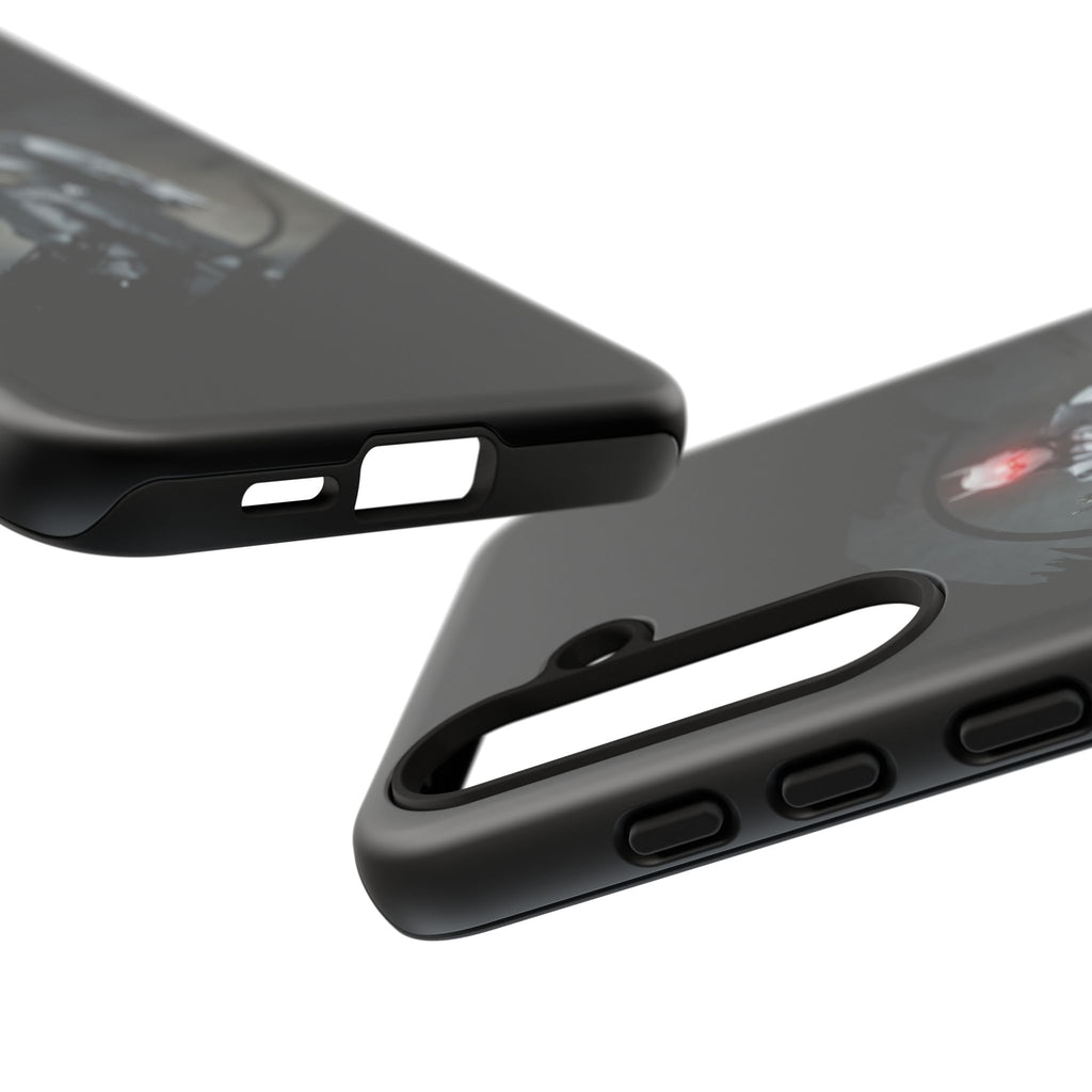 Galaxy Warrior Tough Phone Case — Dark Sci‑Fi Armor with Red Helm