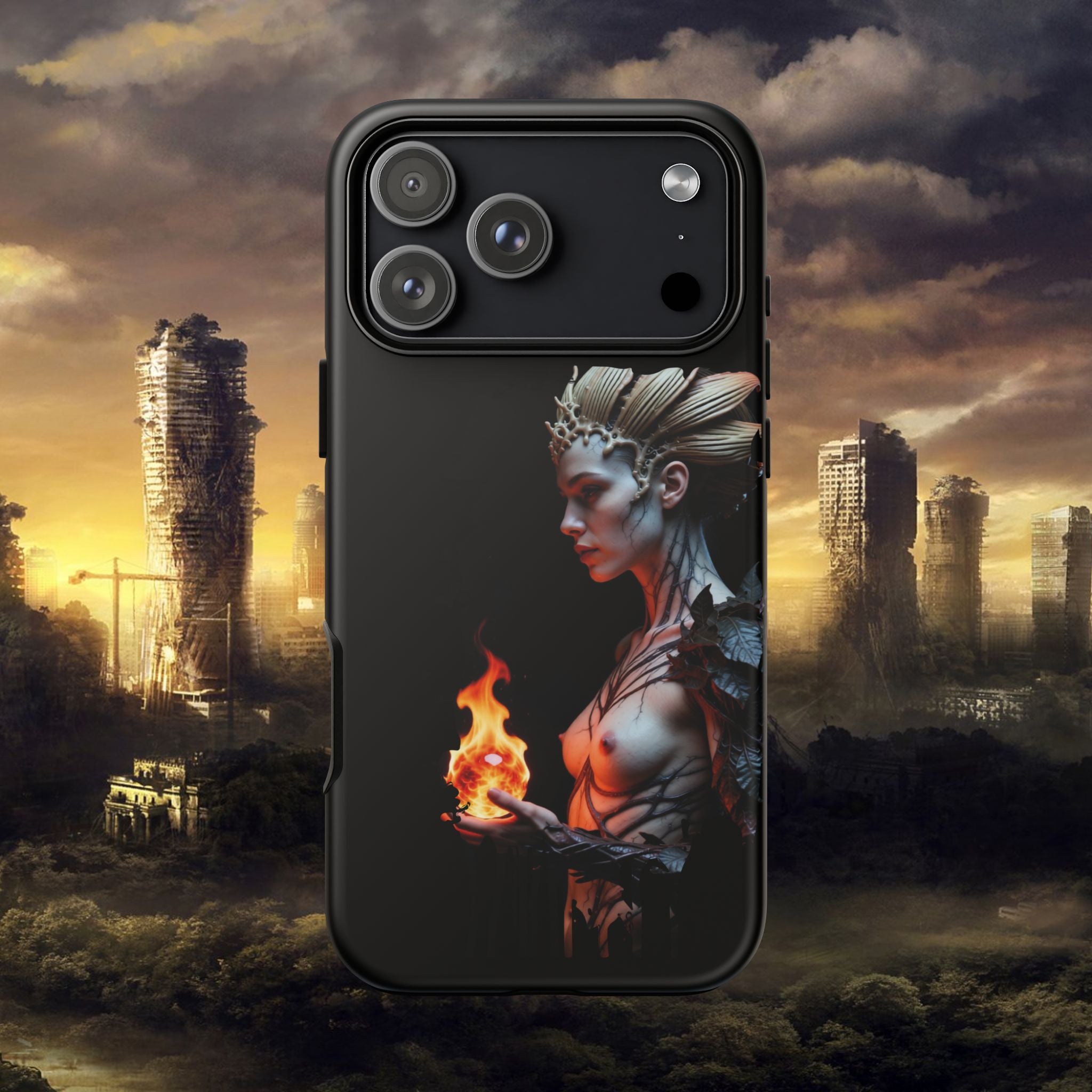 Fire Queen Phone Case — Dark Fantasy iPhone Armor - Alexia Ashford Side Face