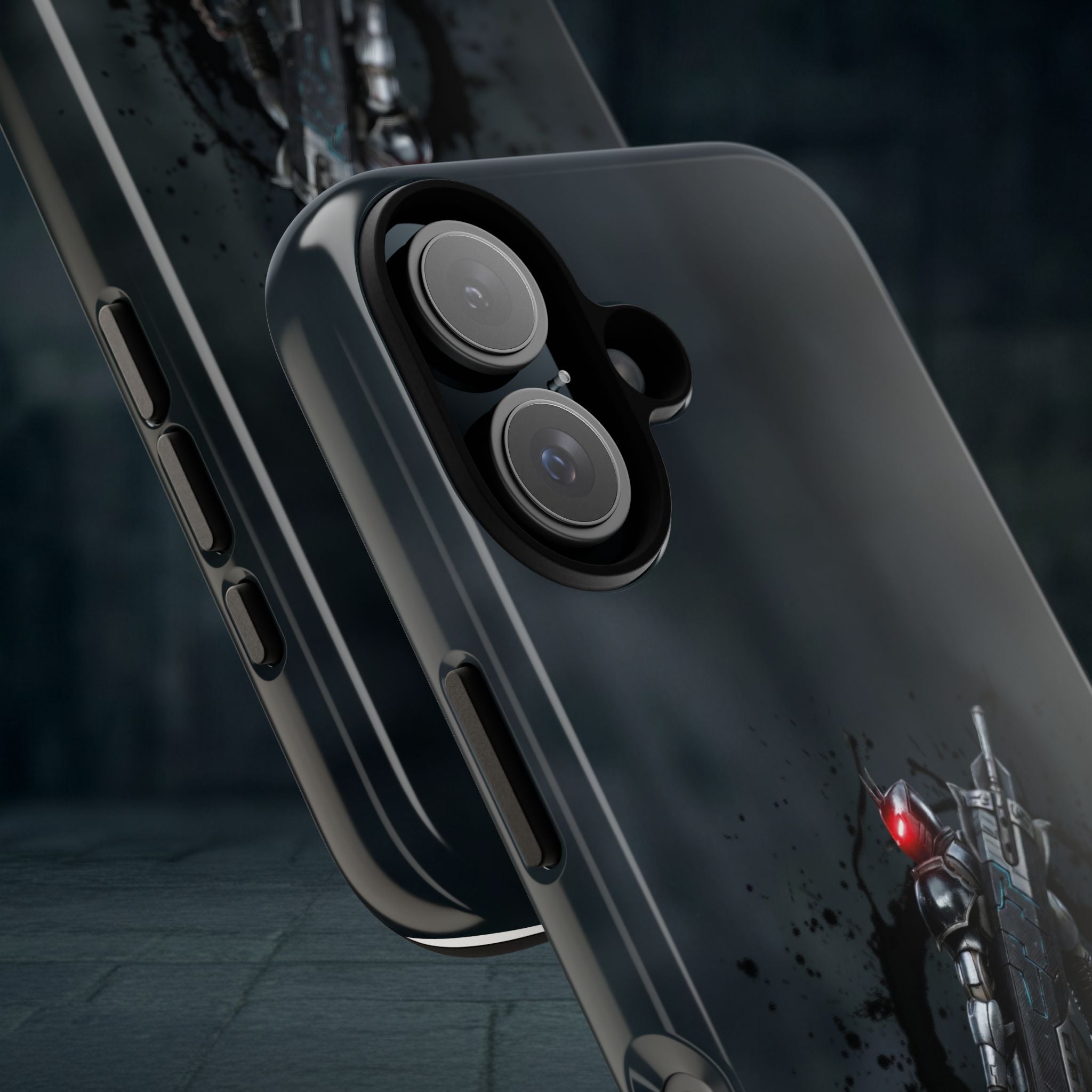 Tough Cases: Dark Cyber Soldier Phone Case — Rugged Sci‑Fi Armor Design
