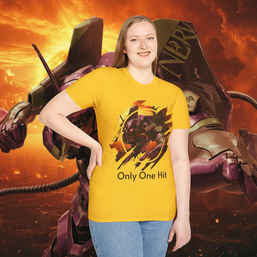 Only One Hit T-Shirt — Gamer Mech Battle Tee - EVA 1 - Neon Genesis Evangelion