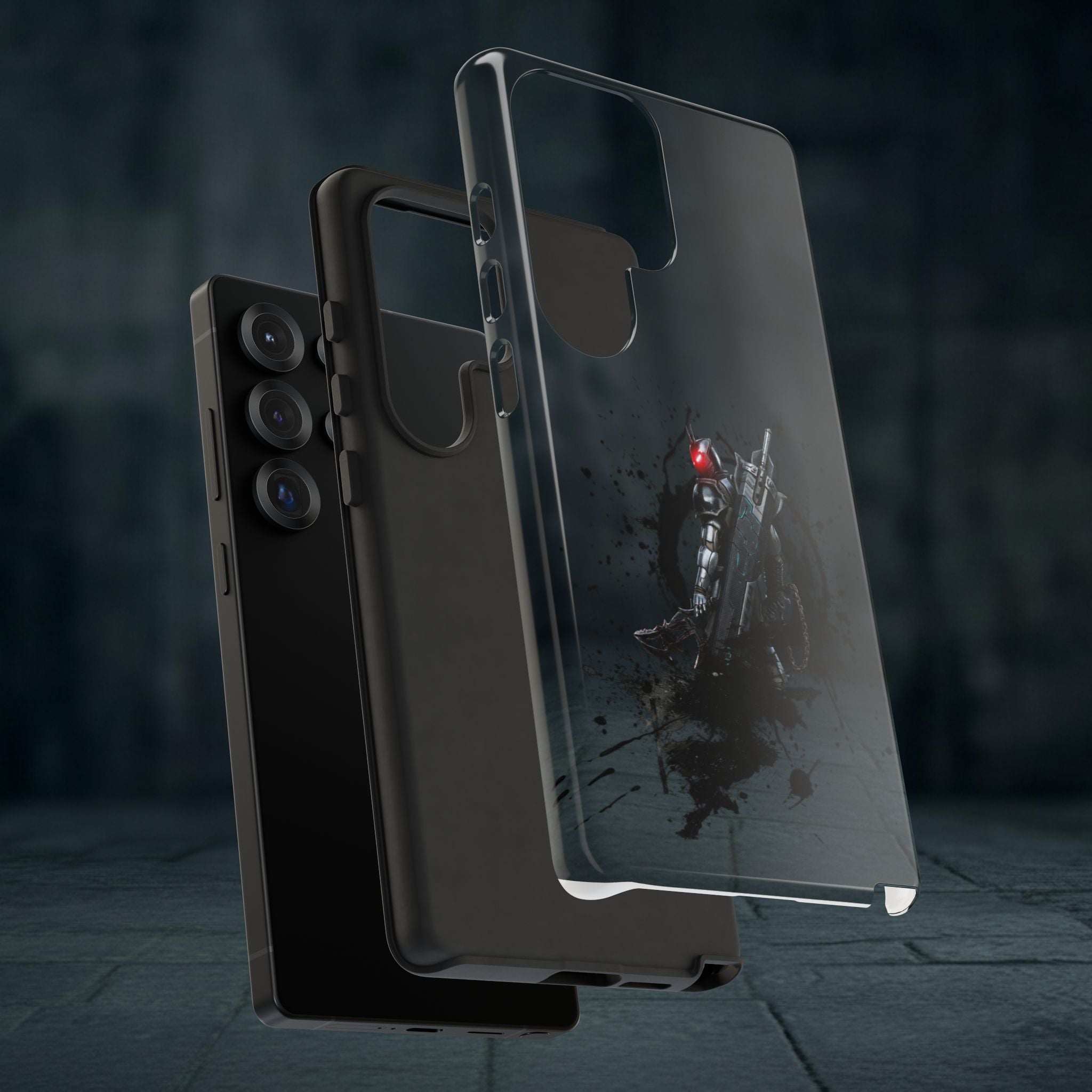 Tough Cases: Dark Cyber Soldier Phone Case — Rugged Sci‑Fi Armor Design
