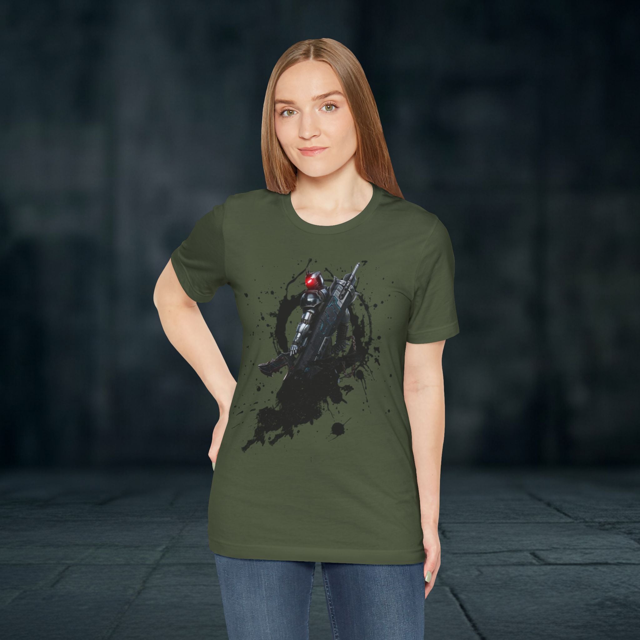 Splatter Noir Rifle Tee — Graphic Military Weapon Shirt