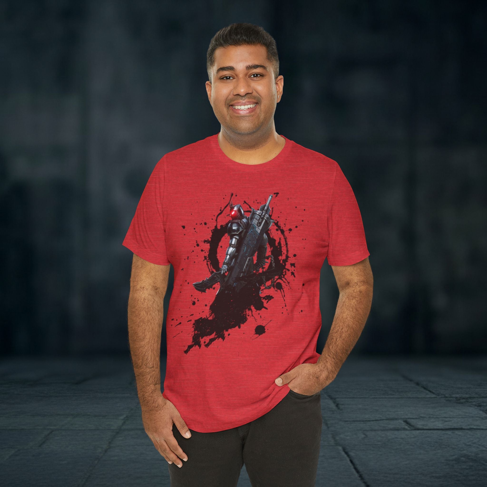Splatter Noir Rifle Tee — Graphic Military Weapon Shirt