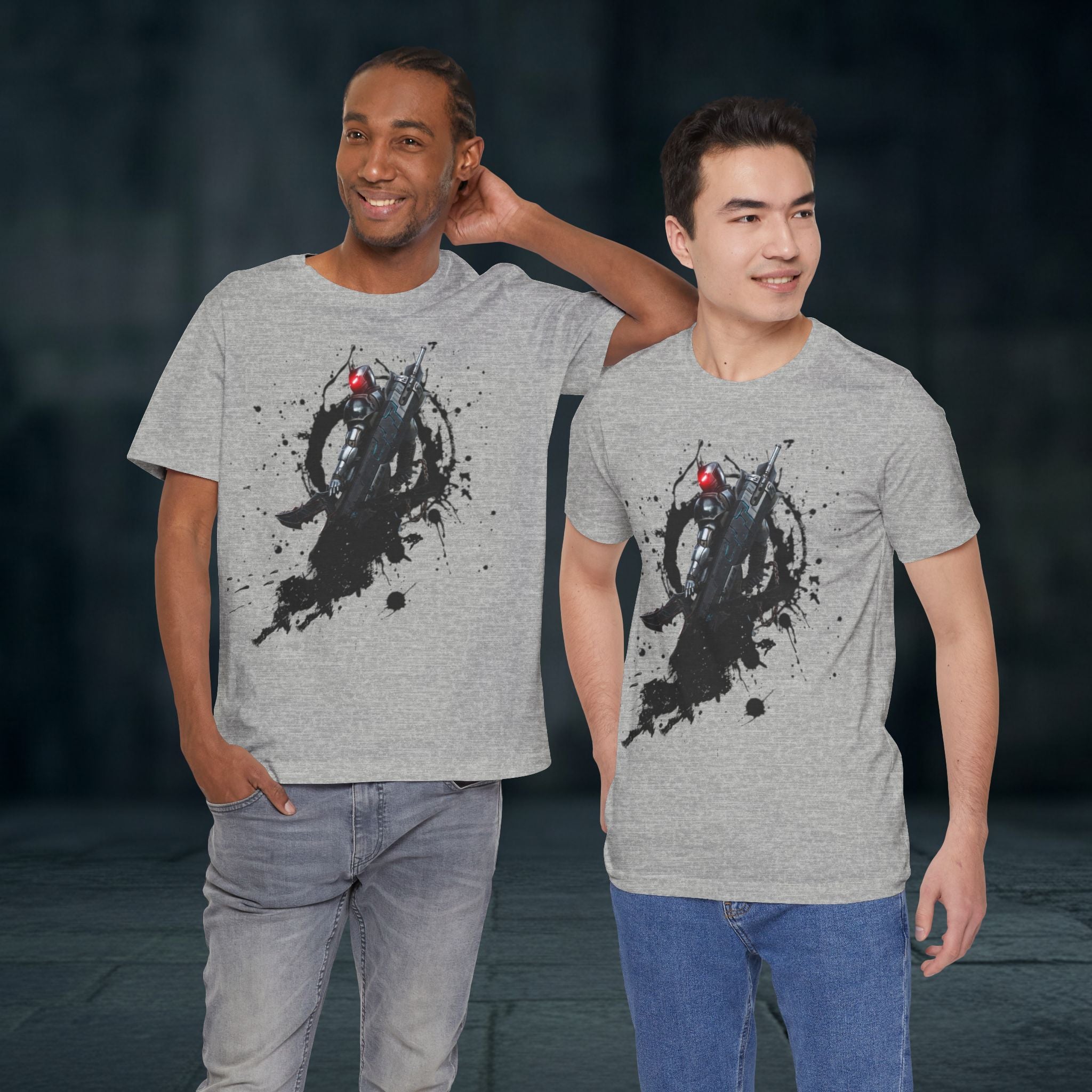 Splatter Noir Rifle Tee — Graphic Military Weapon Shirt