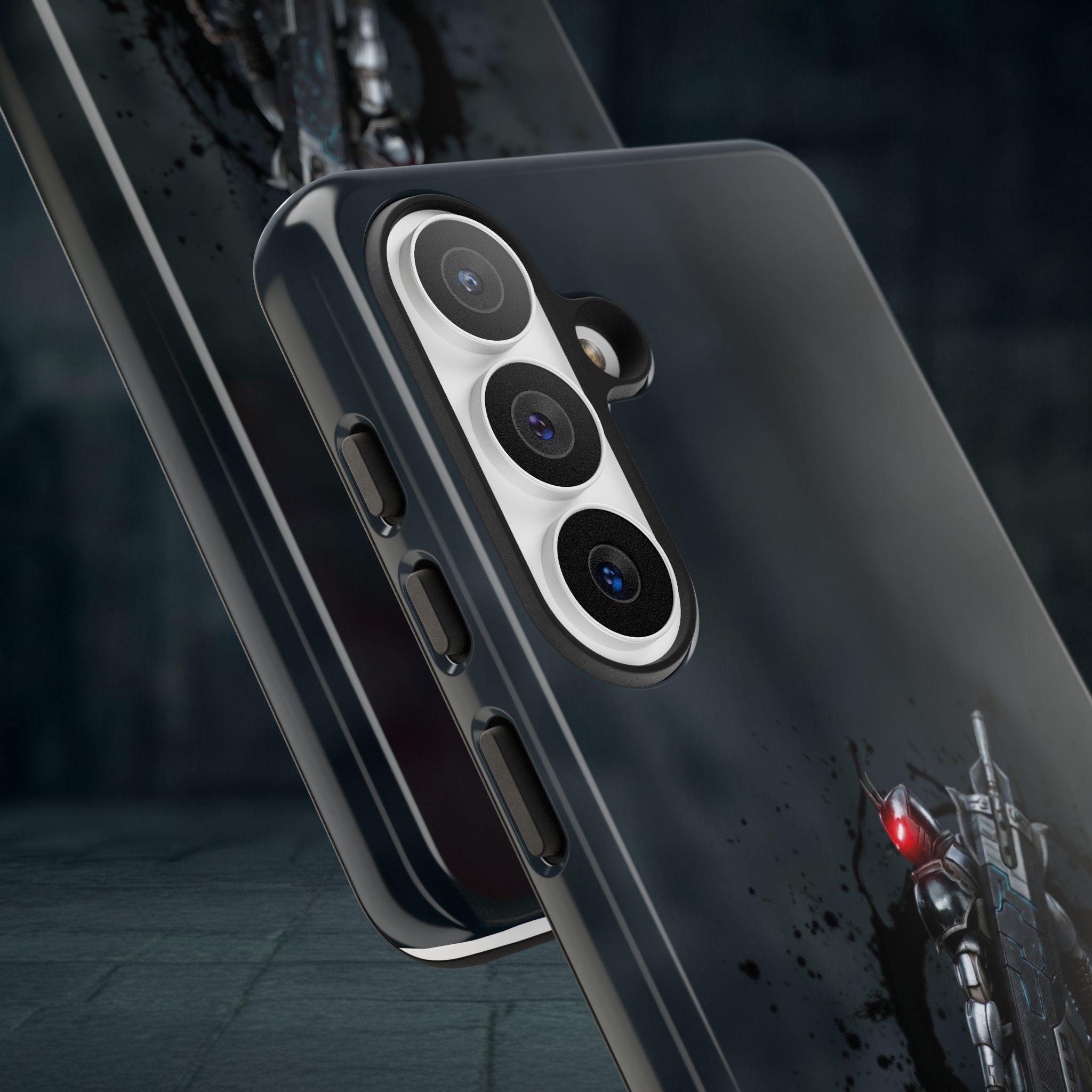 Tough Cases: Dark Cyber Soldier Phone Case — Rugged Sci‑Fi Armor Design
