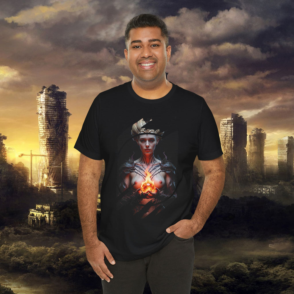 Dark Sorceress T‑Shirt — Fantasy Magic Witch Tee with Fiery Heart - Alexia Ashford