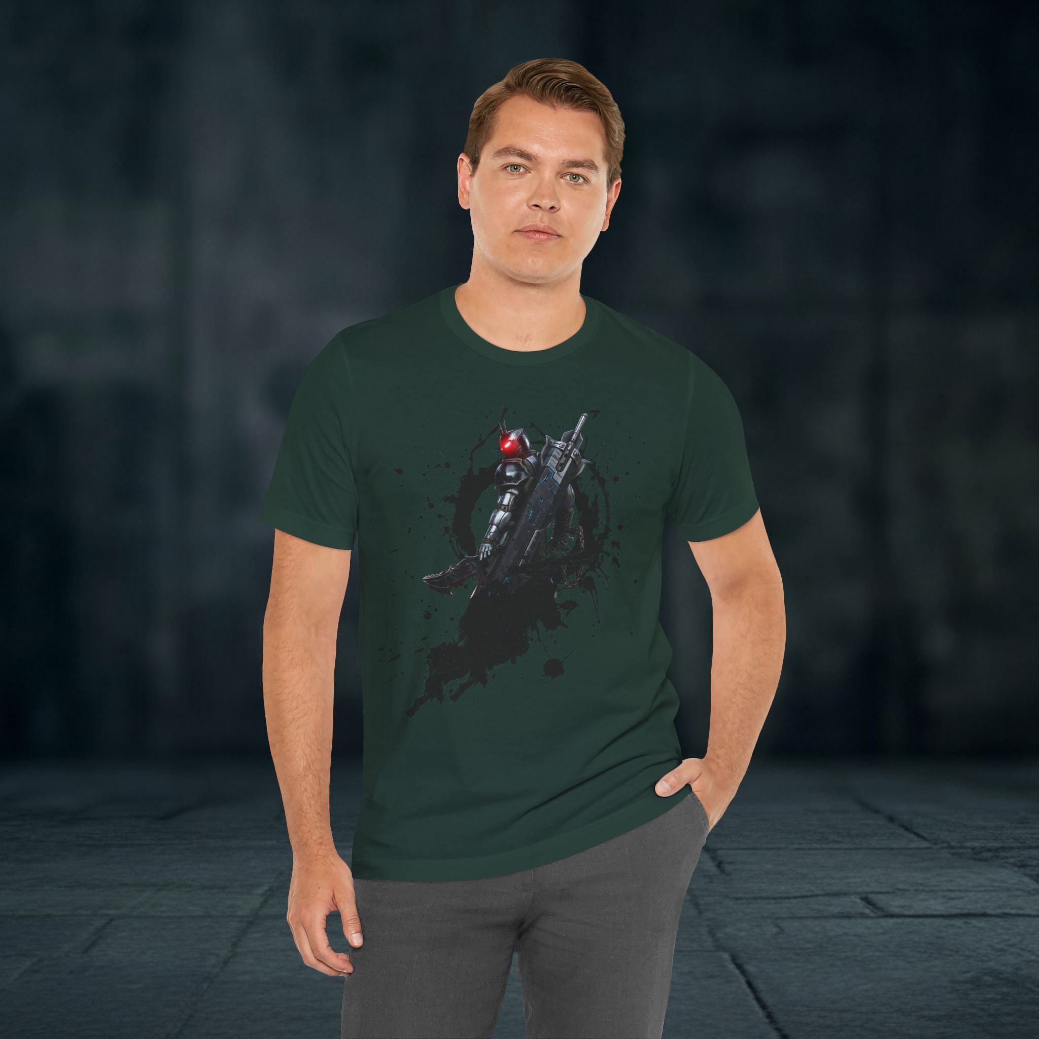 Splatter Noir Rifle Tee — Graphic Military Weapon Shirt