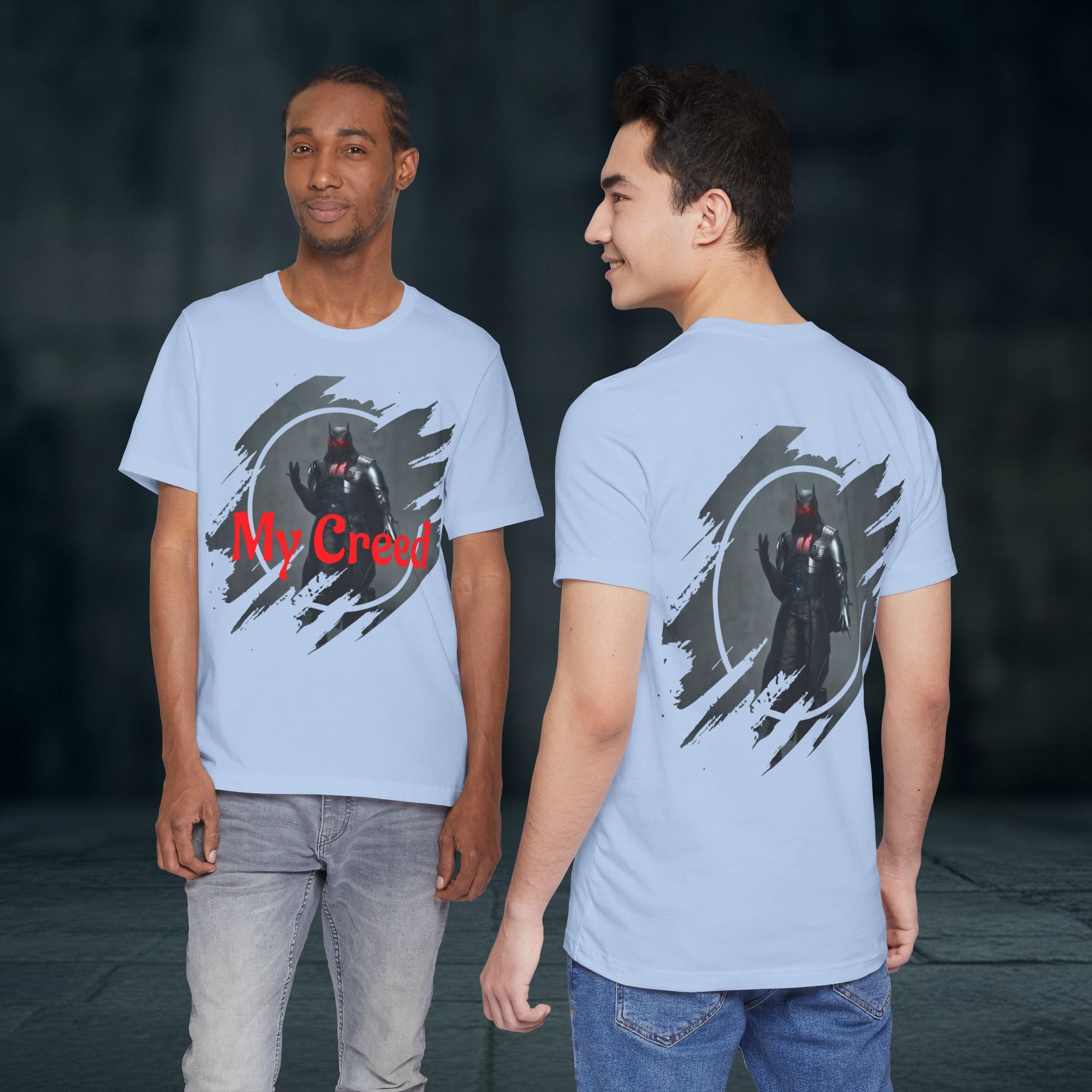 My Creed Graphic Tee — Dark Knight Sci‑Fi Illustration T‑Shirt