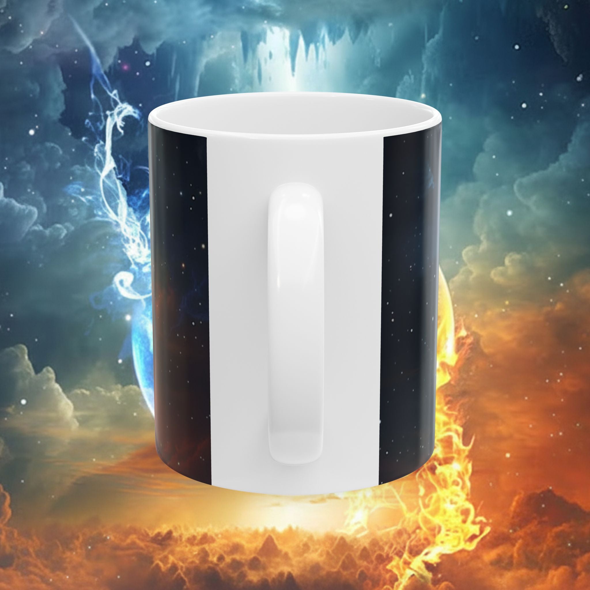 Space Warrior Ceramic Mug – Cosmic Battle Silhouette Coffee Cup (11oz, 15oz) - Ultron