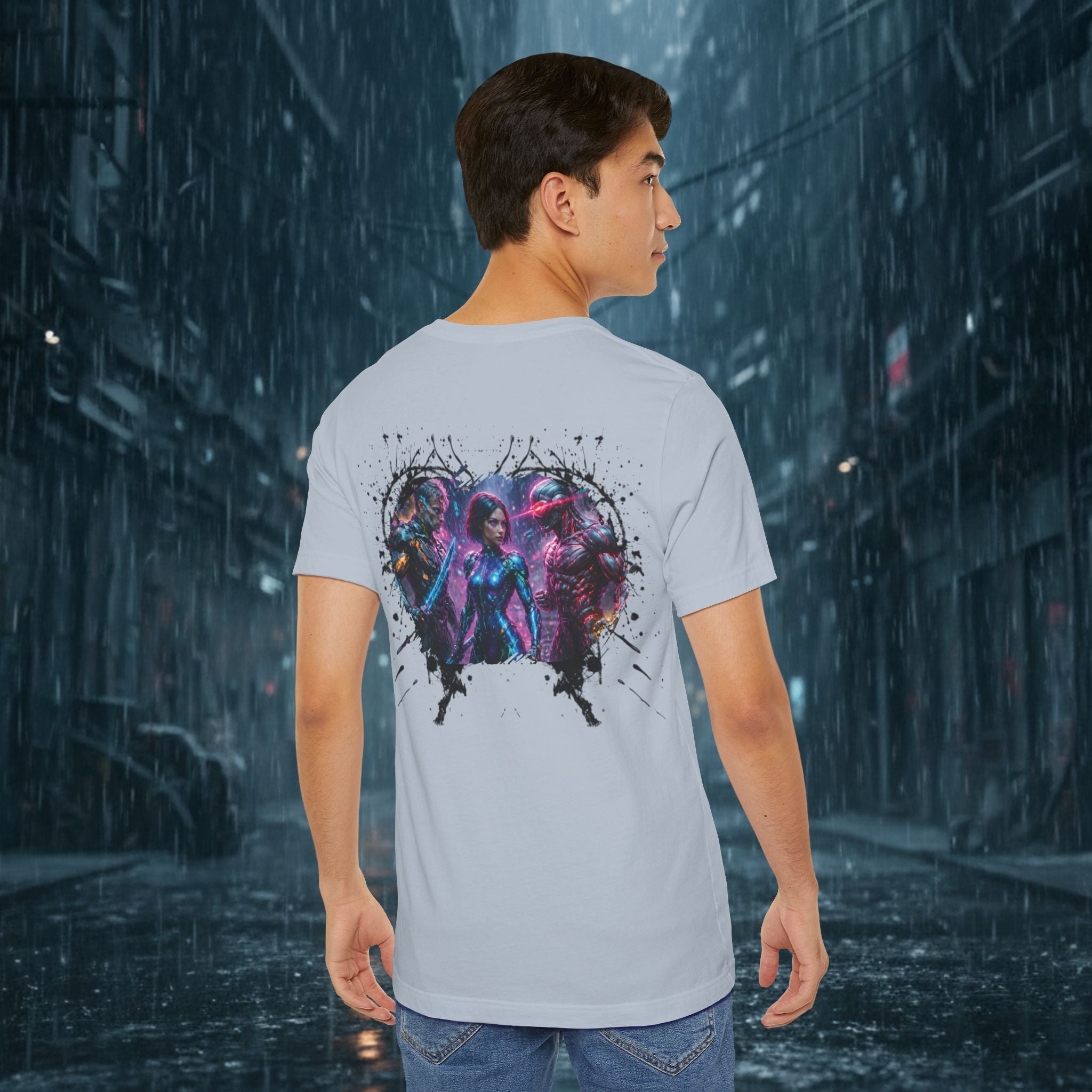 T-Shirt — "Big Family Reunion" Sci‑Fi Character Heart Graphic Tee - Battle Suits