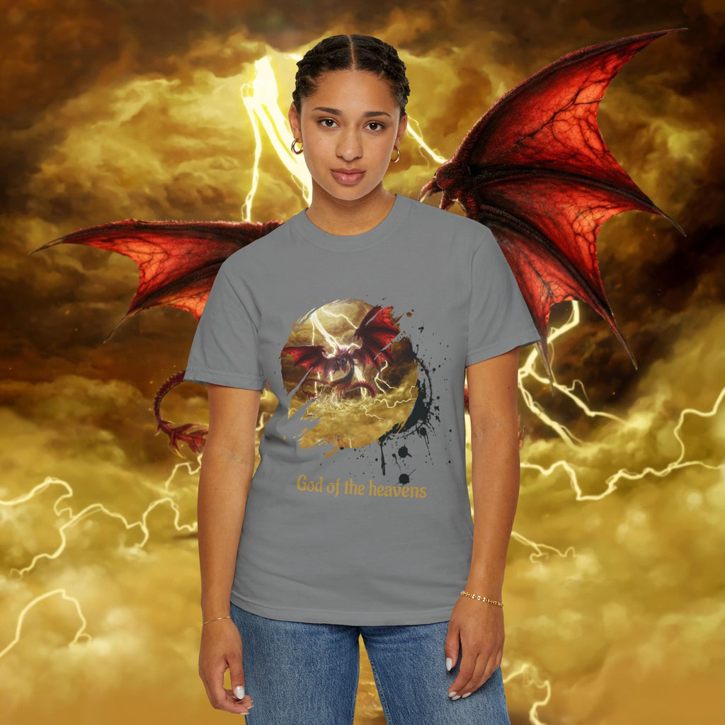 God of the Heavens T-Shirt — Mythic Storm Graphic Tee - slifer the sky dragon