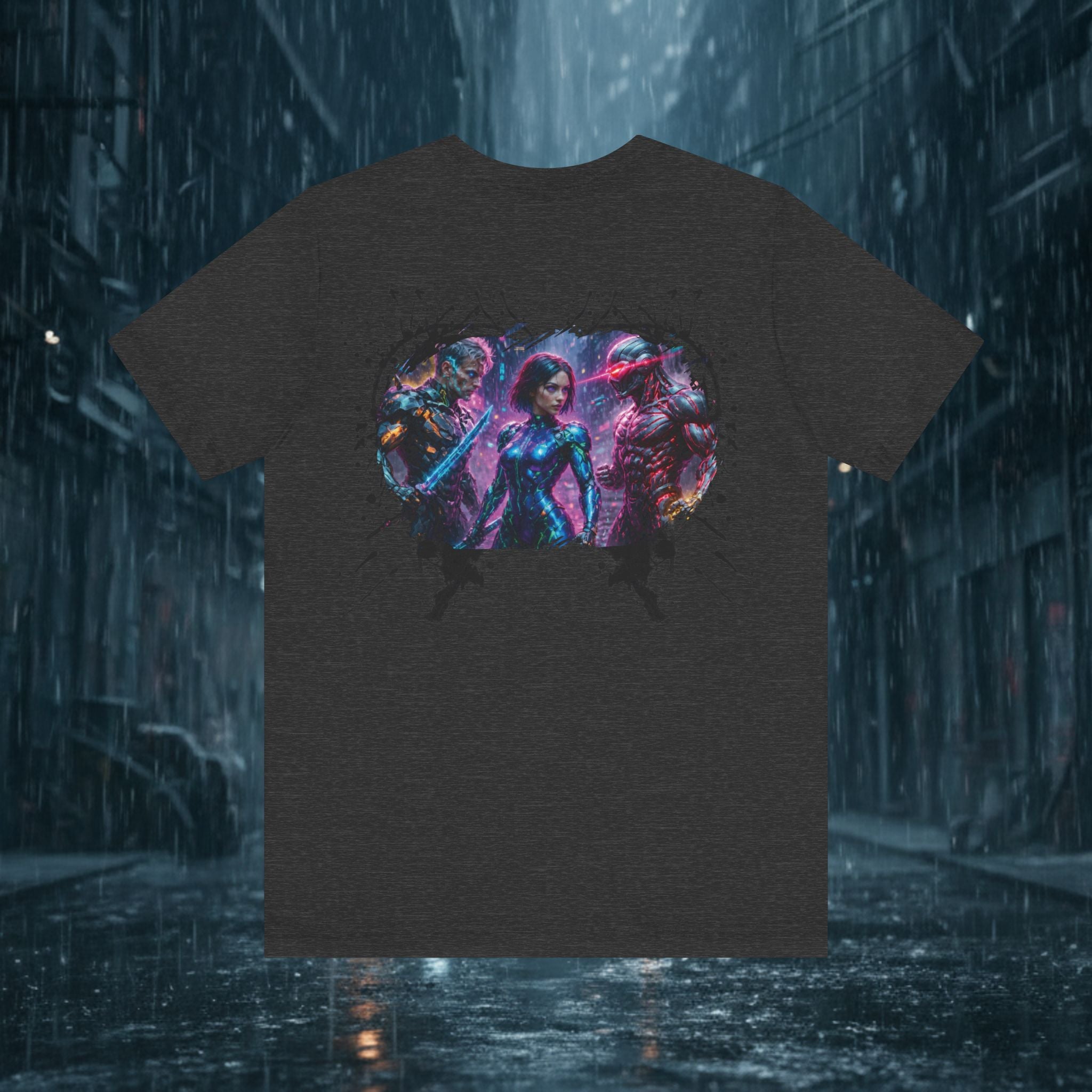 T-Shirt — "Big Family Reunion" Sci‑Fi Character Heart Graphic Tee - Battle Suits