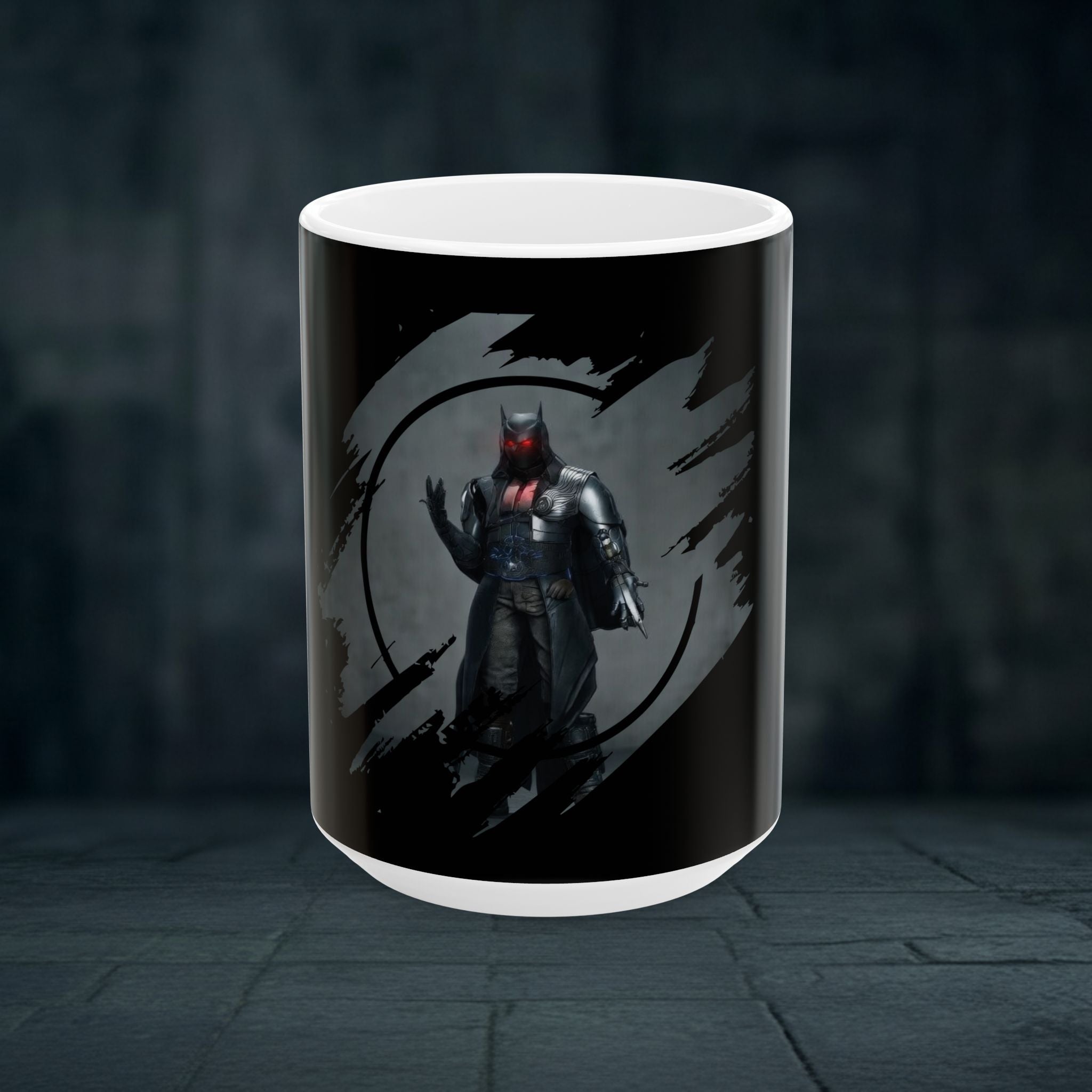 Dark Knight Armor Ceramic Mug — Gothic Bat-Inspired Coffee Cup