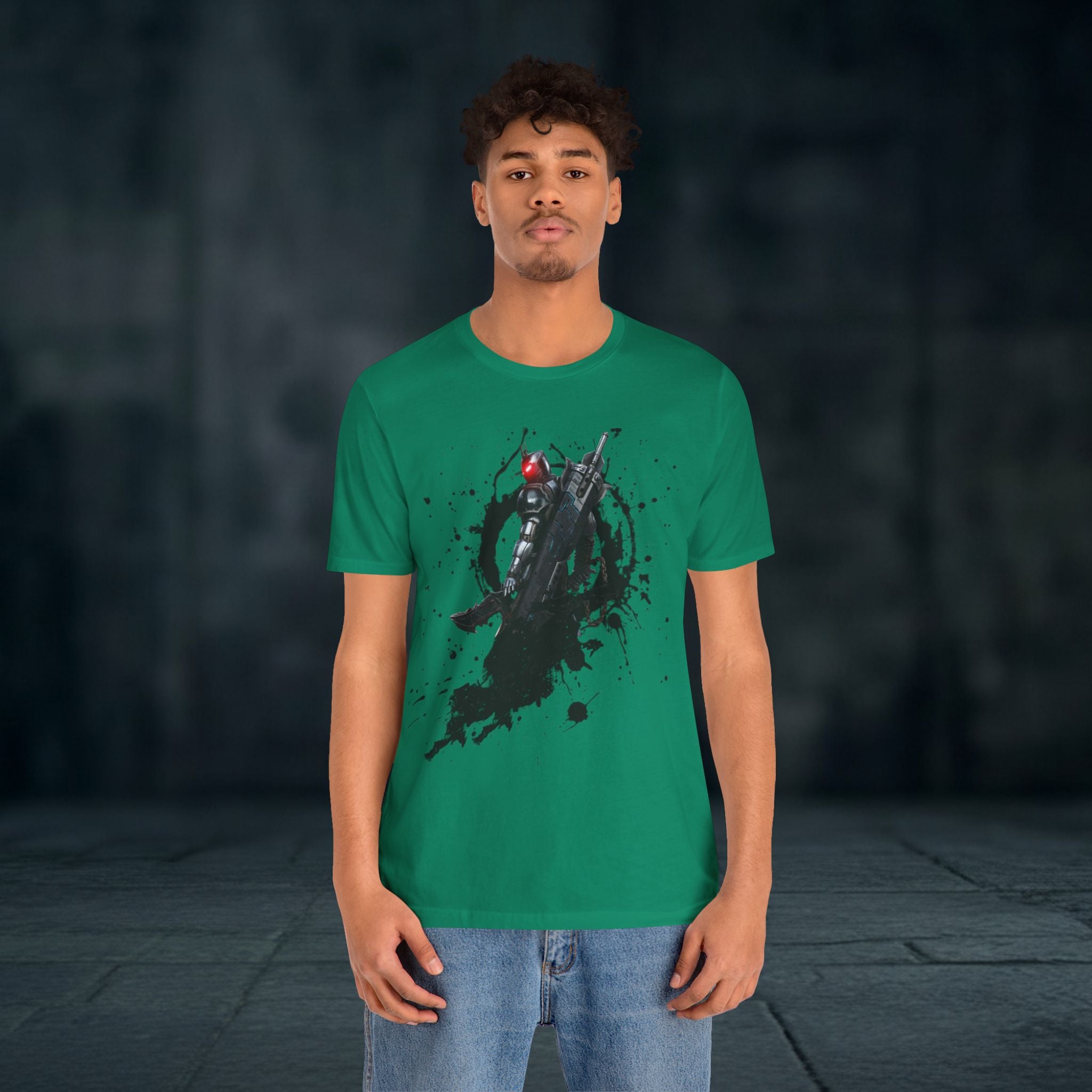 Splatter Noir Rifle Tee — Graphic Military Weapon Shirt