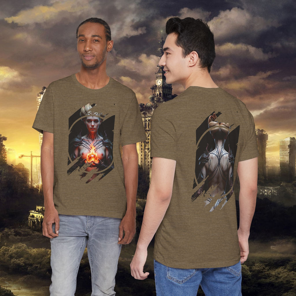 Dark Sorceress T‑Shirt — Fantasy Magic Witch Tee with Fiery Heart - Alexia Ashford