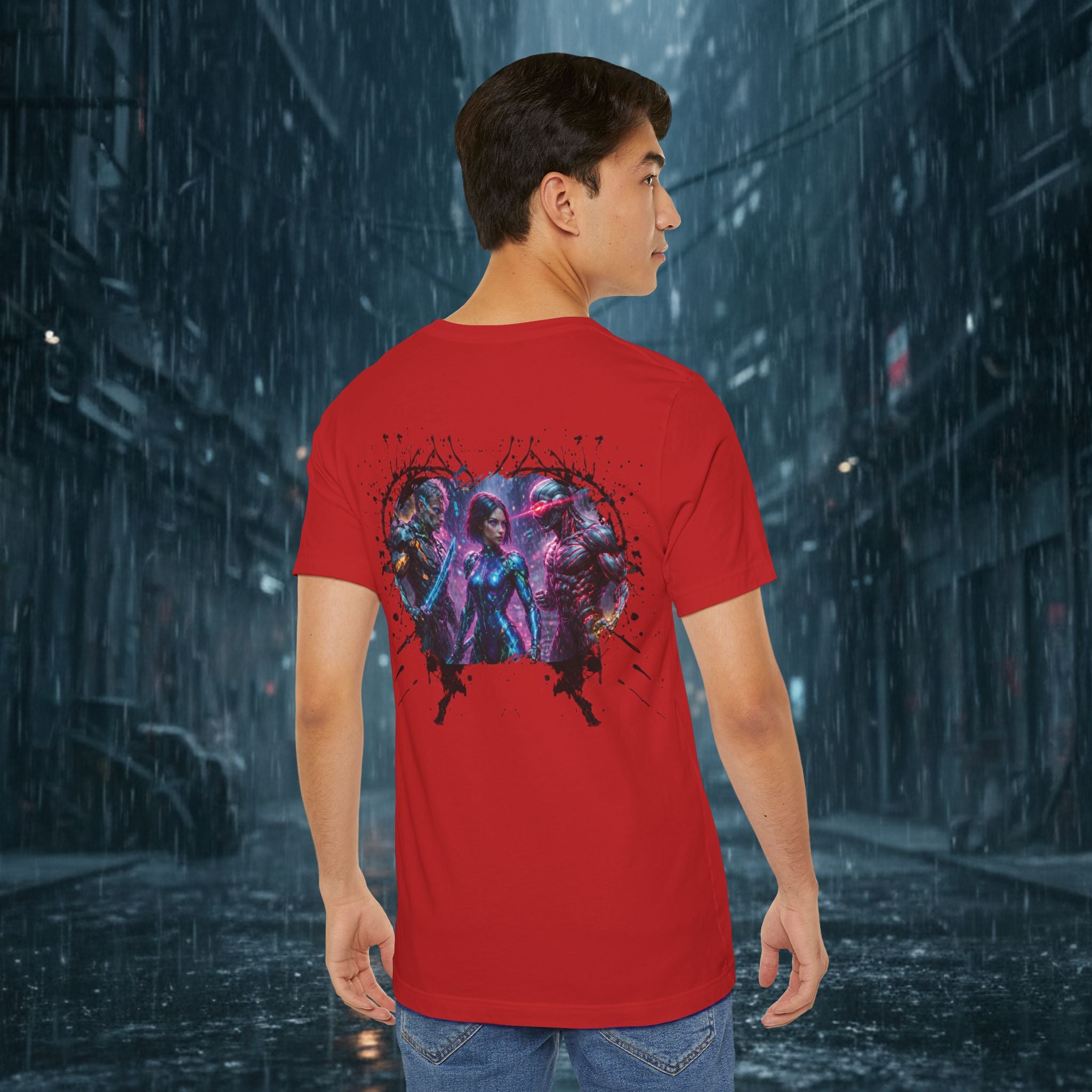 T-Shirt — "Big Family Reunion" Sci‑Fi Character Heart Graphic Tee - Battle Suits