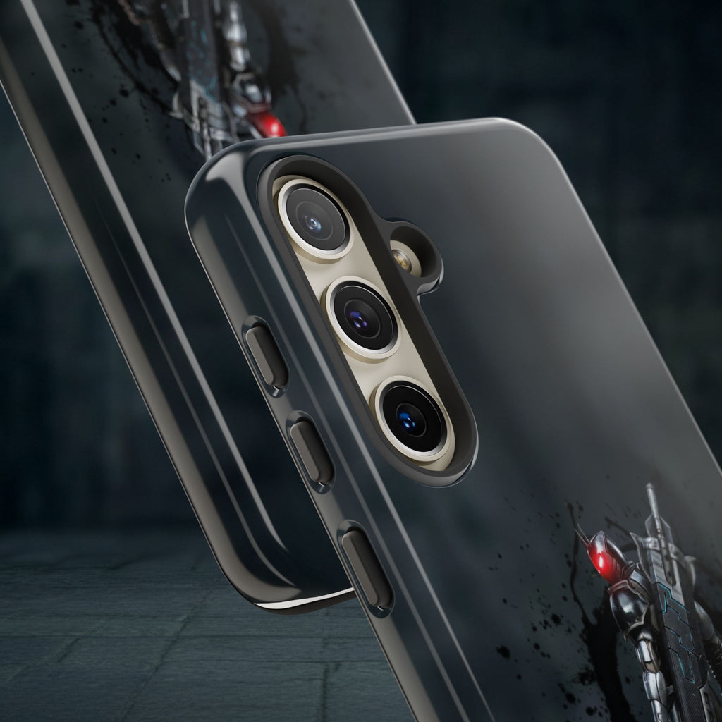 Tough Cases: Dark Cyber Soldier Phone Case — Rugged Sci‑Fi Armor Design