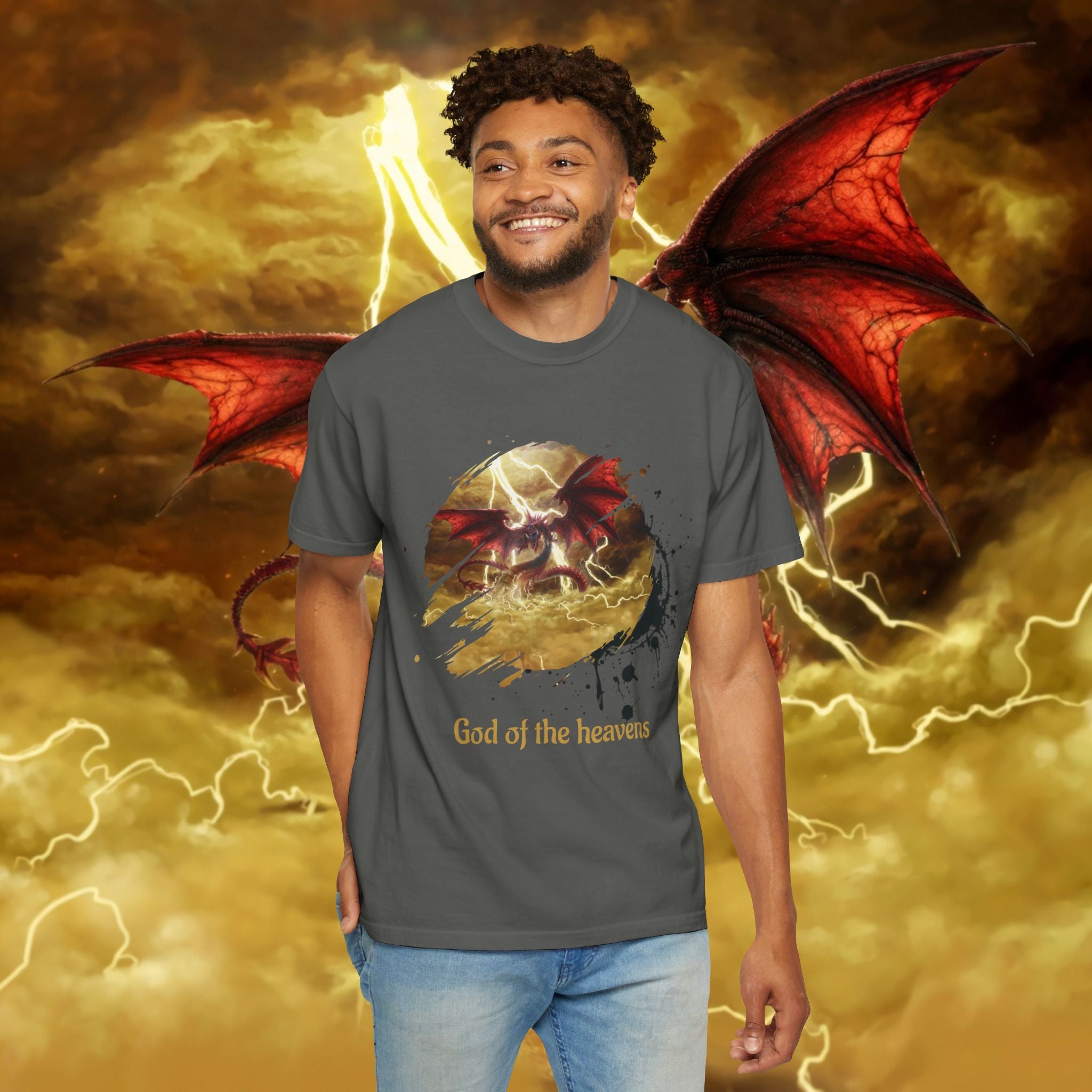 God of the Heavens T-Shirt — Mythic Storm Graphic Tee - slifer the sky dragon