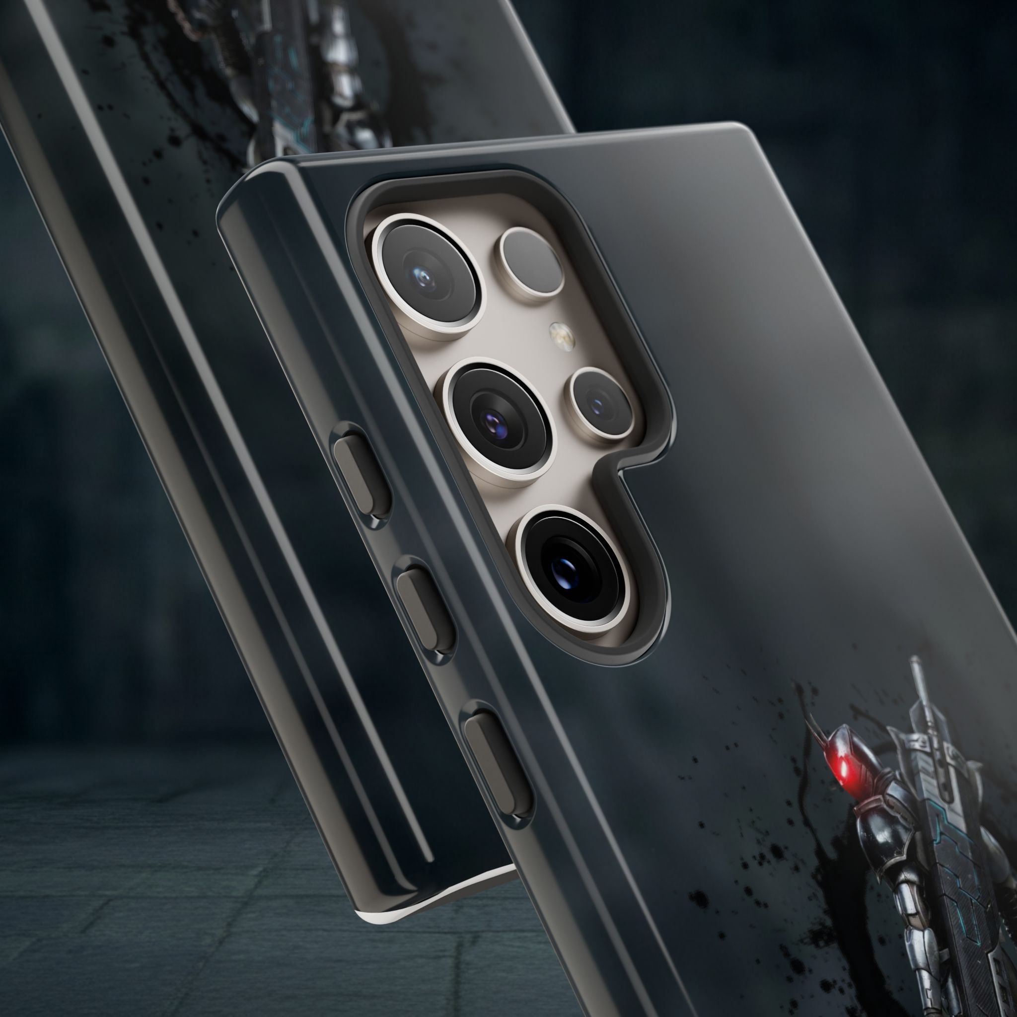 Tough Cases: Dark Cyber Soldier Phone Case — Rugged Sci‑Fi Armor Design