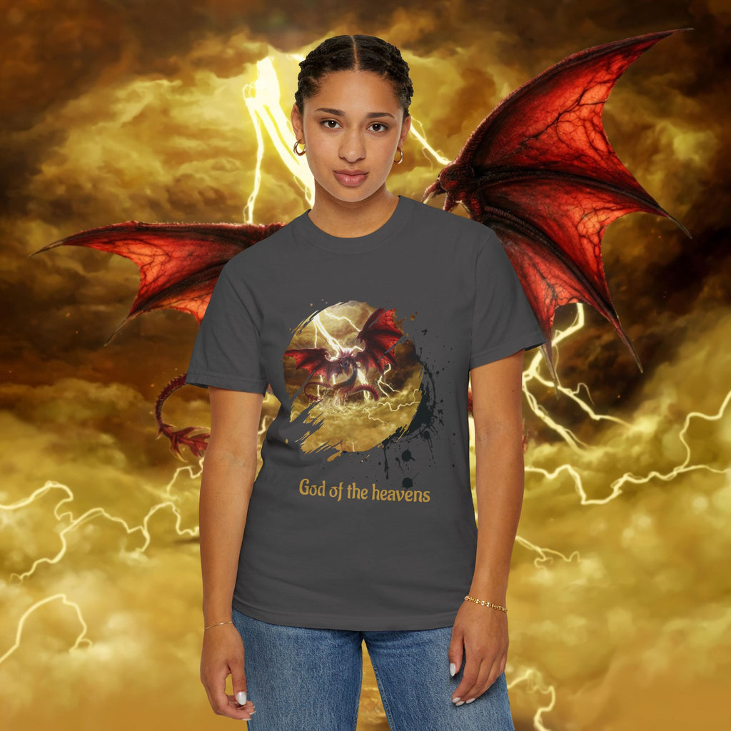 God of the Heavens T-Shirt — Mythic Storm Graphic Tee - slifer the sky dragon