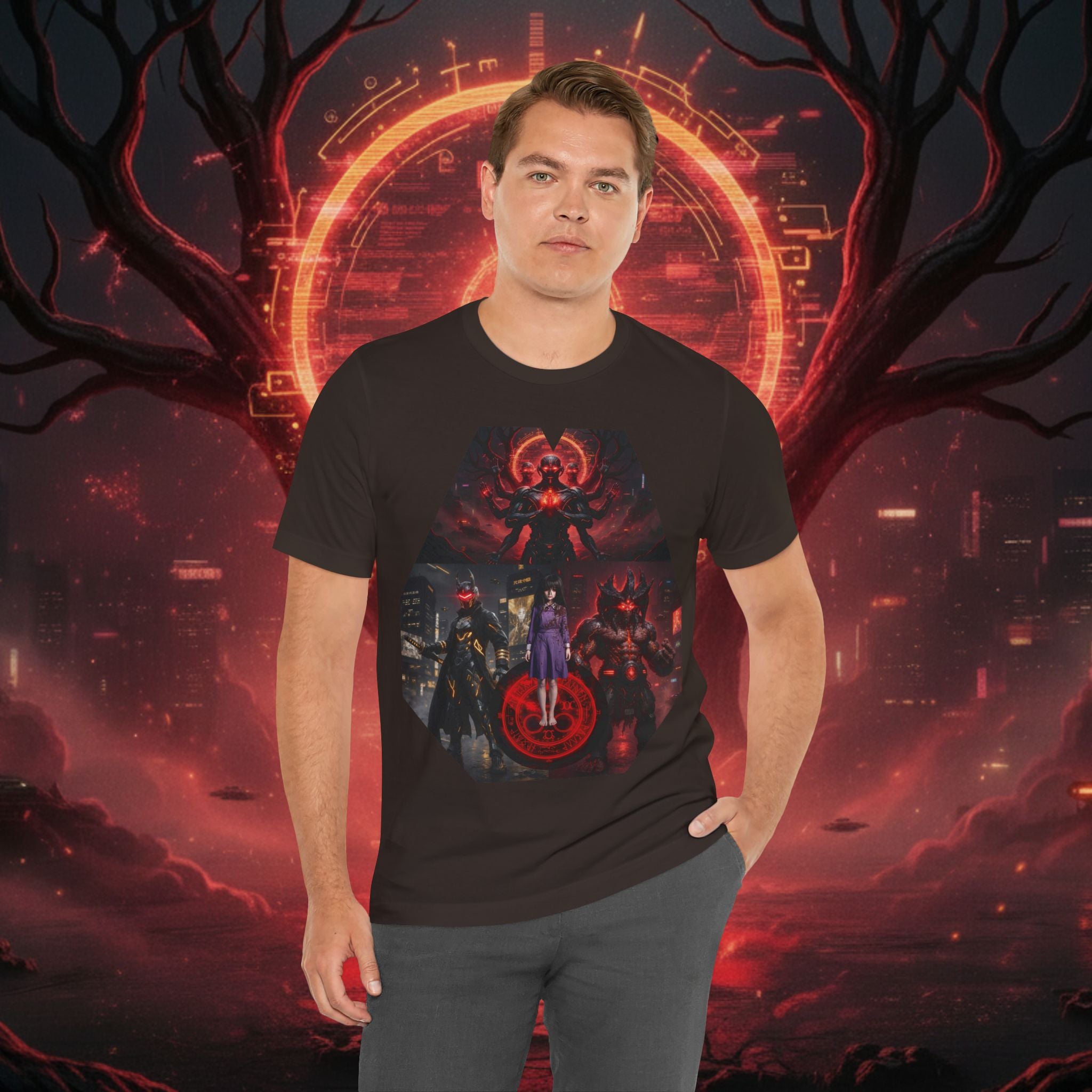 Superhero Squad Graphic Tee — Dark Red Mystic Design