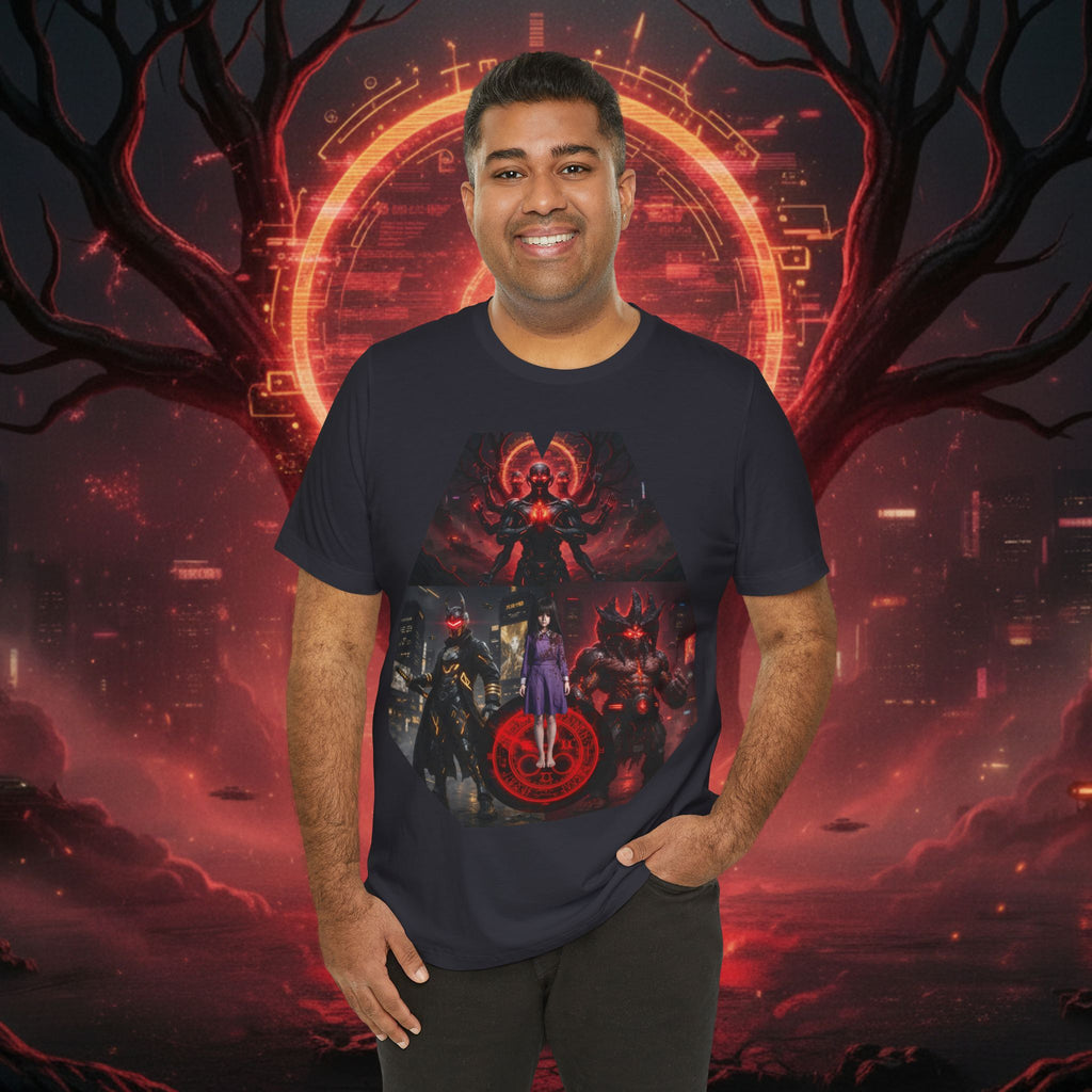 Superhero Squad Graphic Tee — Dark Red Mystic Design