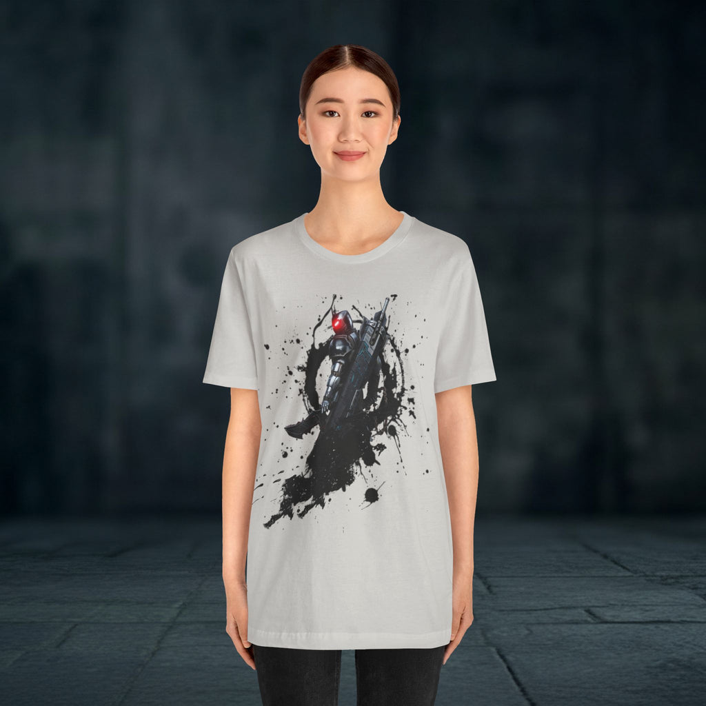 Splatter Noir Rifle Tee — Graphic Military Weapon Shirt
