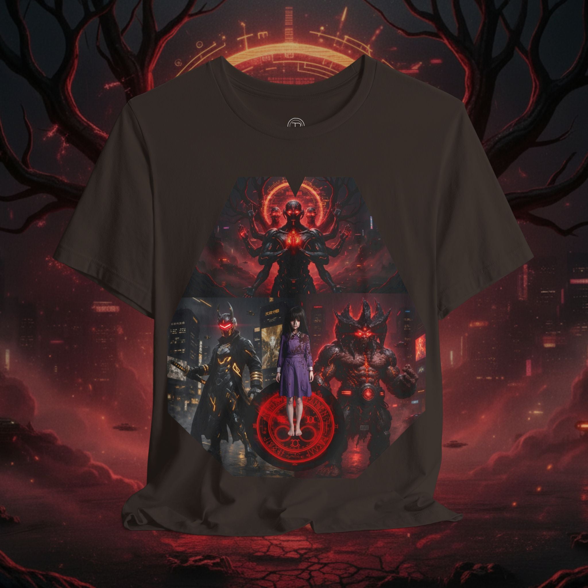 Superhero Squad Graphic Tee — Dark Red Mystic Design