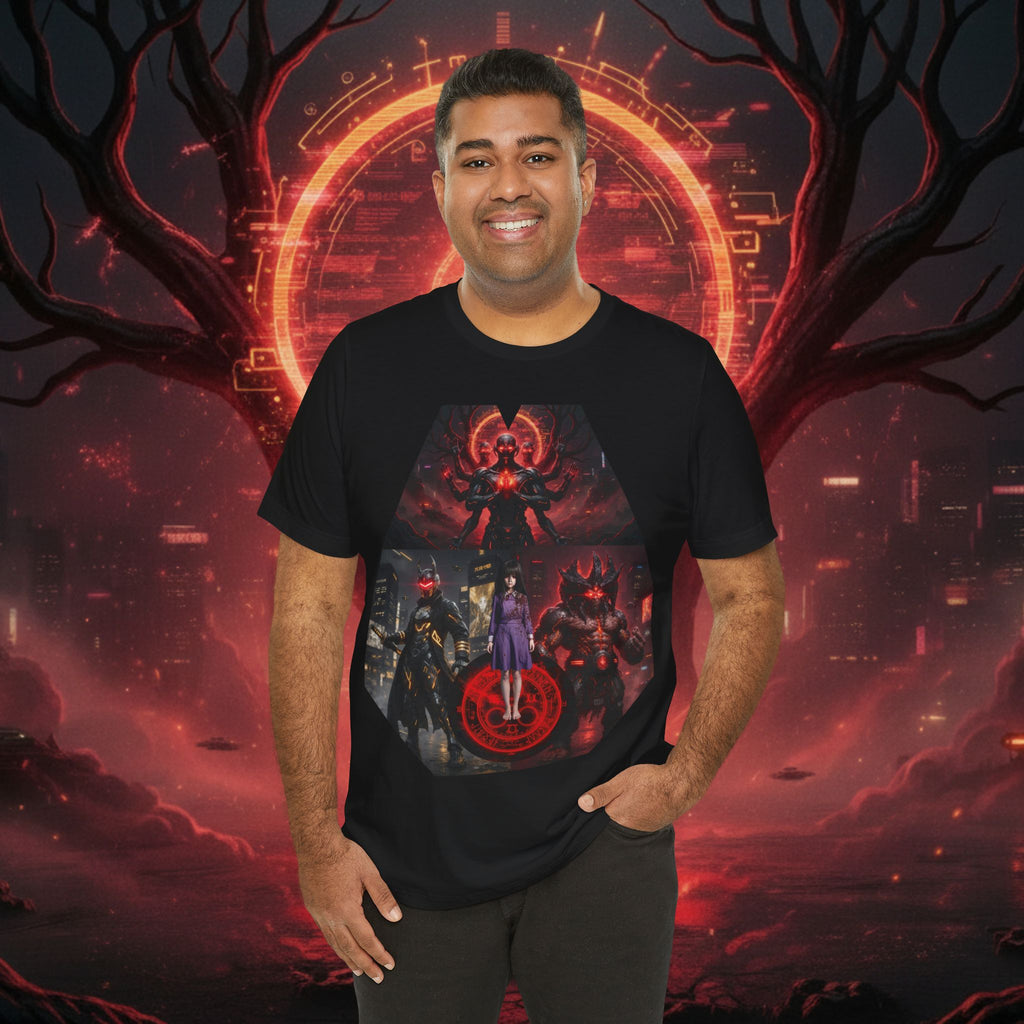 Superhero Squad Graphic Tee — Dark Red Mystic Design