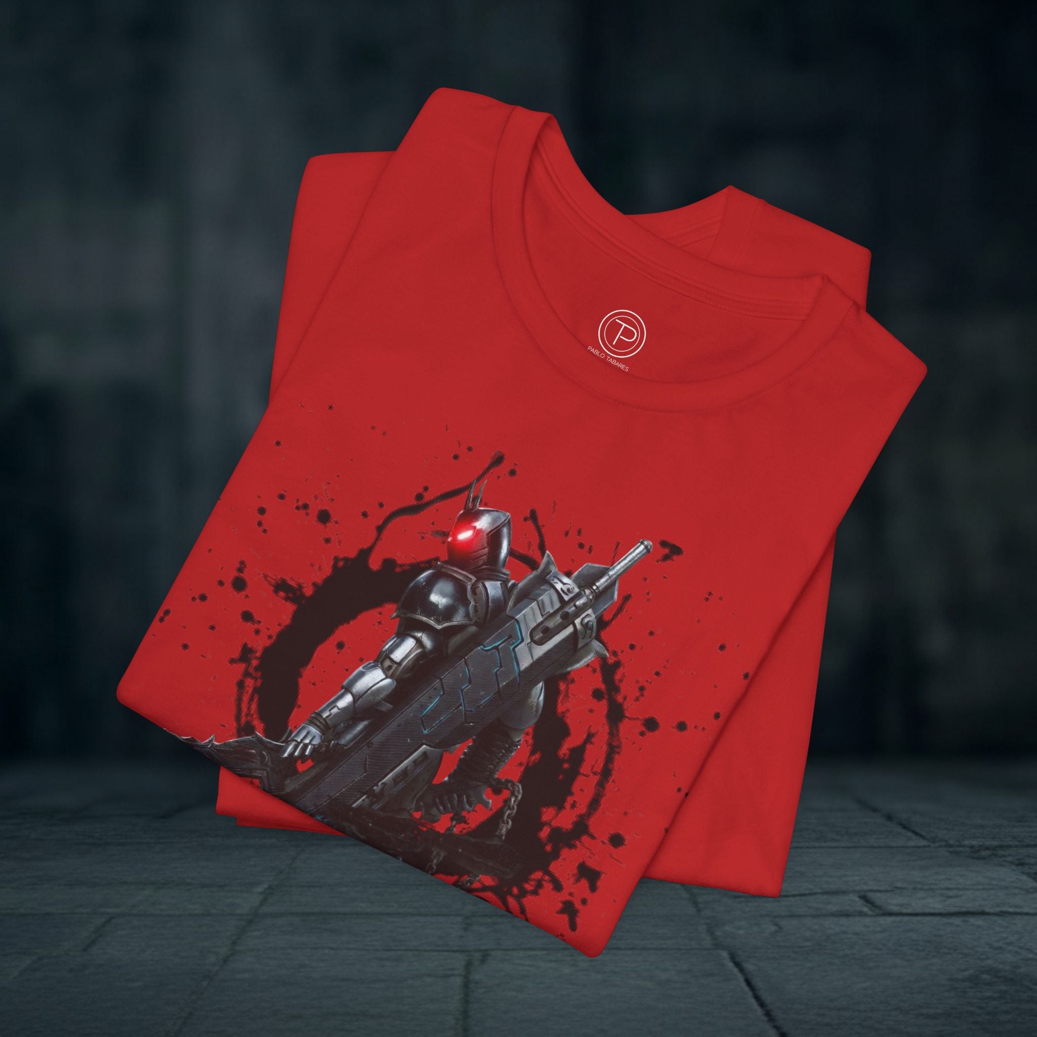 Splatter Noir Rifle Tee — Graphic Military Weapon Shirt